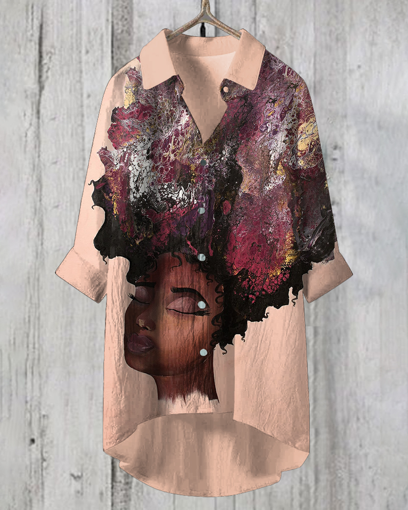 Colored Hair Brown Girl Long-Sleeved Blouses