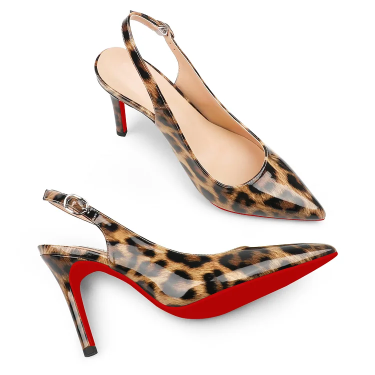 90mm Women's Pointed Toe Slingback Heels Red Bottoms Sandals Gradient Color Pumps VOCOSI VOCOSI