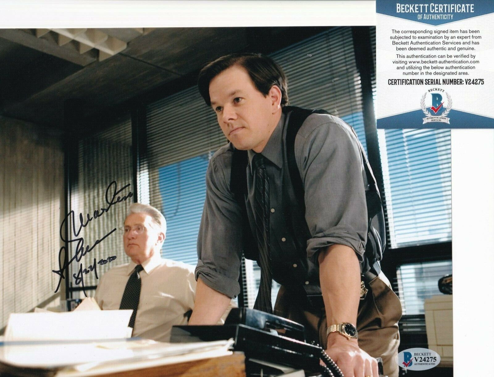 MARTIN SHEEN signed (THE DEPARTED) Movie Queenan 8X10 Photo Poster painting BECKETT BAS V24275