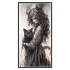 Black And White Girl And Cat-14CT Counted Cross Stitch 50*100cm/19.69*39.37in(Big Size) tapestrymarket