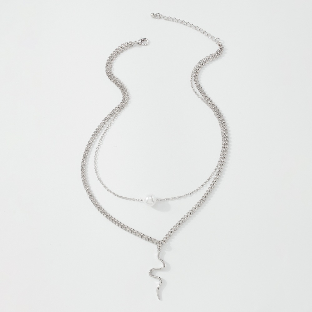 Simple Pearl Serpentine Double Necklace
