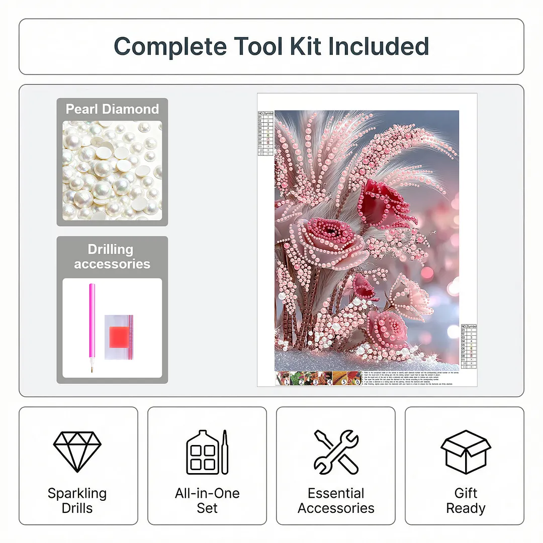 Pearl Painting Kit for Adults Pink Rose 11.81x15.75in