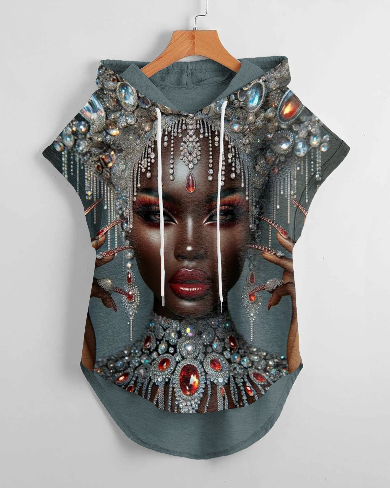 Red Gem Woman Drawstring Hooded Tee