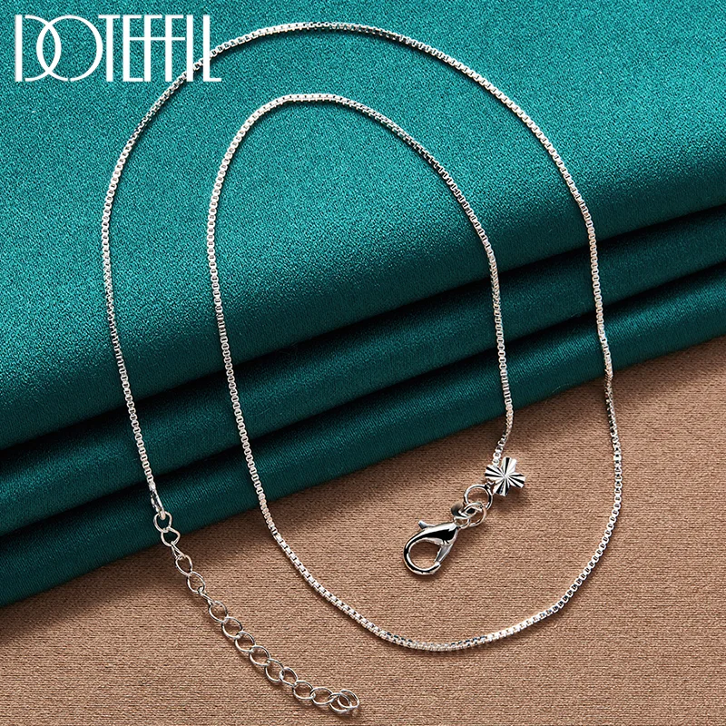 DOTEFFIL 925 Sterling Silver Solid Four Leaf Clover Pendant Box Chain Necklace For Women Man Jewelry