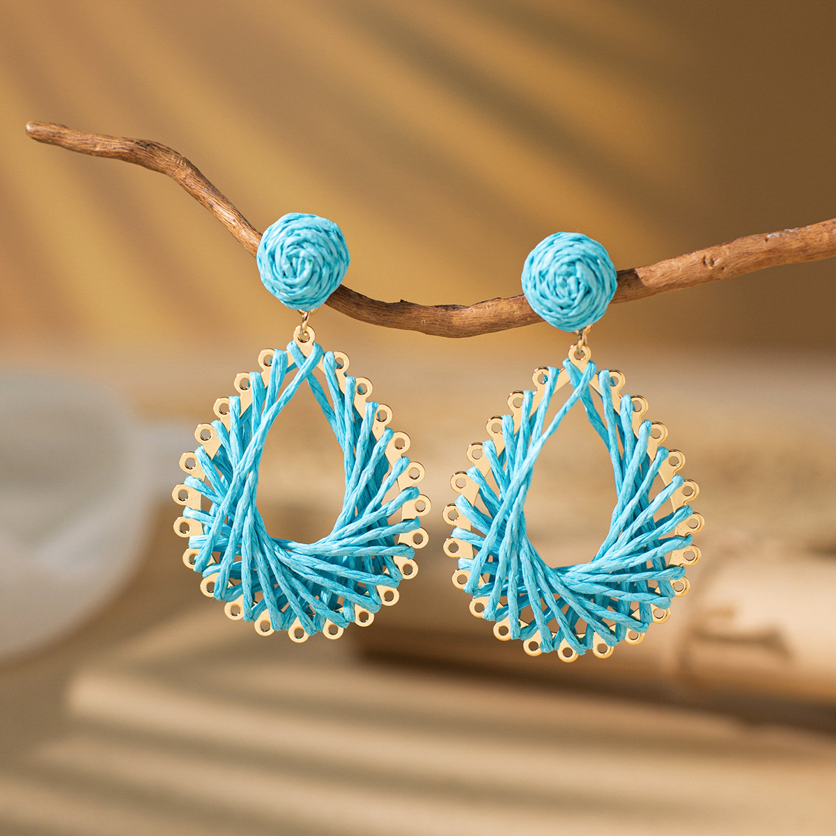 Women's Holiday Bohemian Style Raffia Hand-woven Earrings