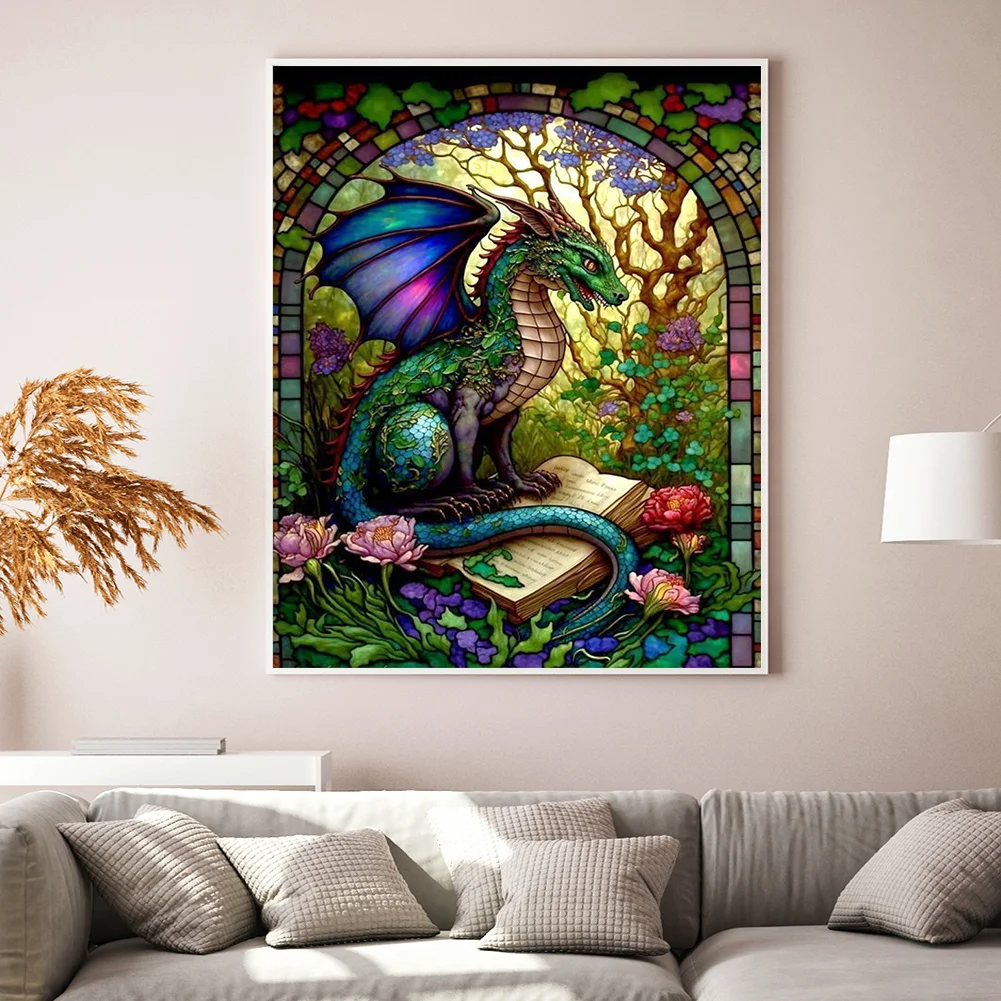 14CT Full Stamped Cross Stitch - Stained Glass Pterodactyl(Canvas|45*55cm)