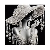 Wide Hat Pearl Woman - Pearls Painting