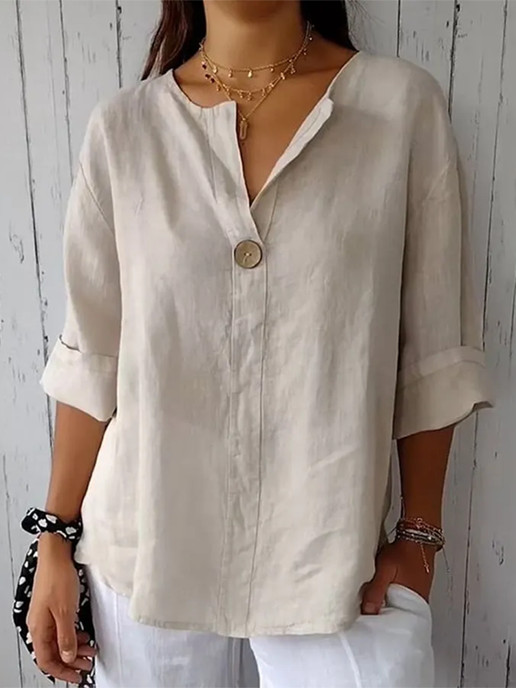 Comstylish Women's Casual Solid Color Cotton Shirt