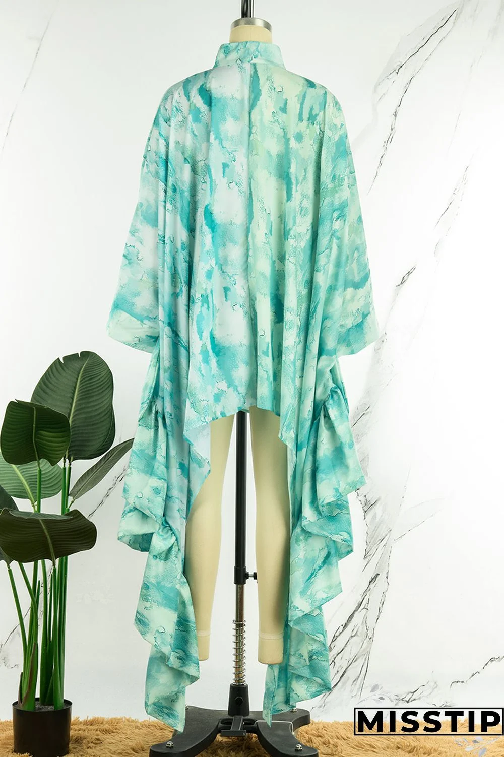 Grey Casual Street Print Patchwork Buckle Asymmetrical Turtleneck Plus Size Tops