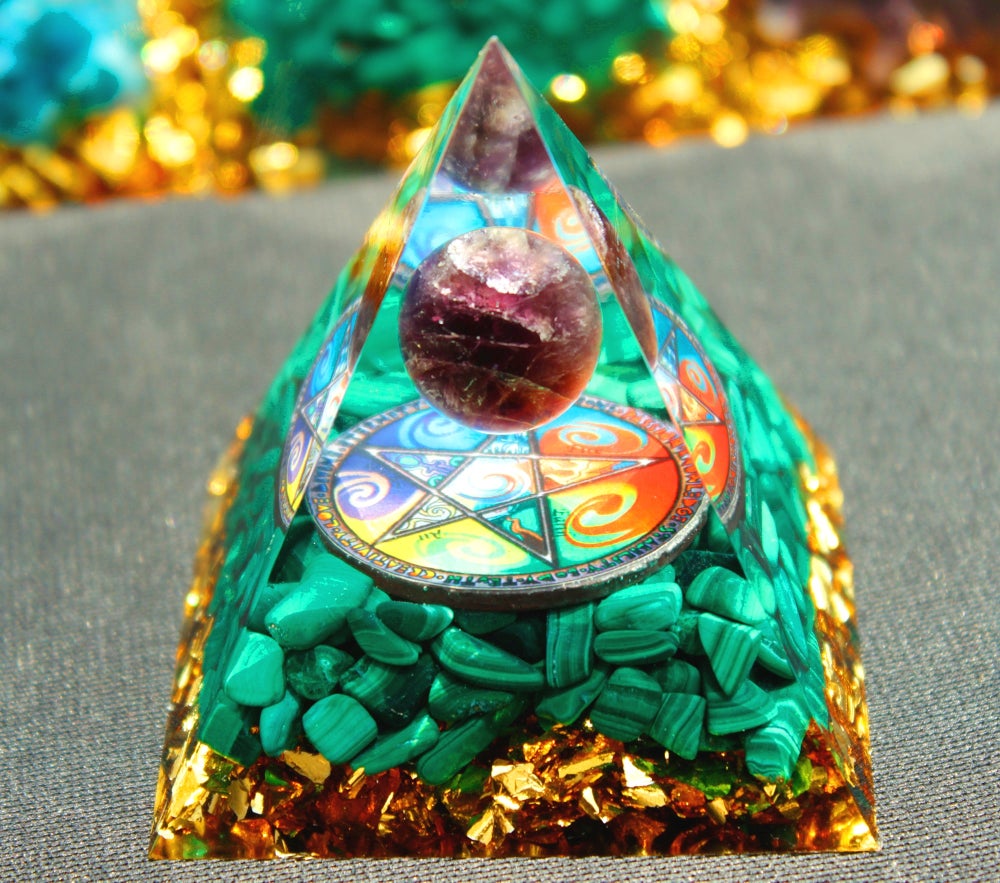 

Orgone Pyramid Chakra - Malachite, 501 Original