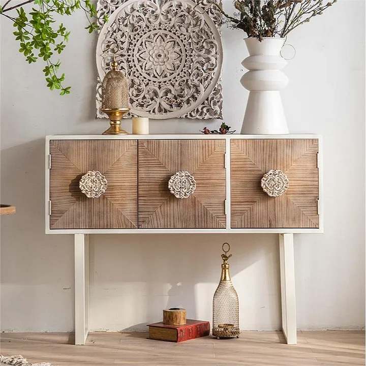 Natural Accent Chest Distressed Wood Industrial Accent Cabinet