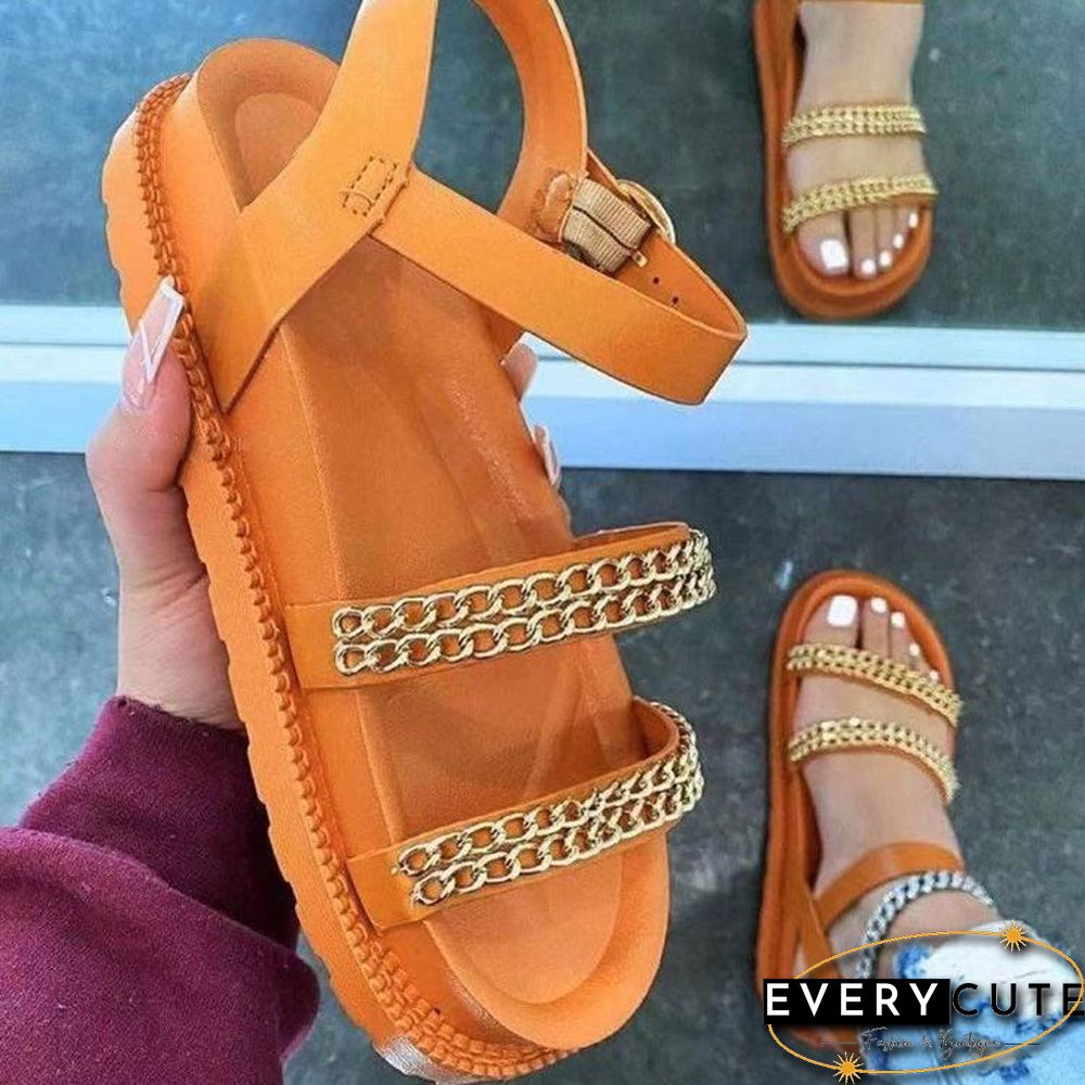 Chain Embellished Thicken Buttom Sandal Shoes