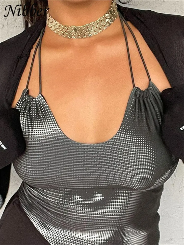 Two Piece Fashion Letter Art Portrait Printing Camisole Short Long Sleeved T-Shirt