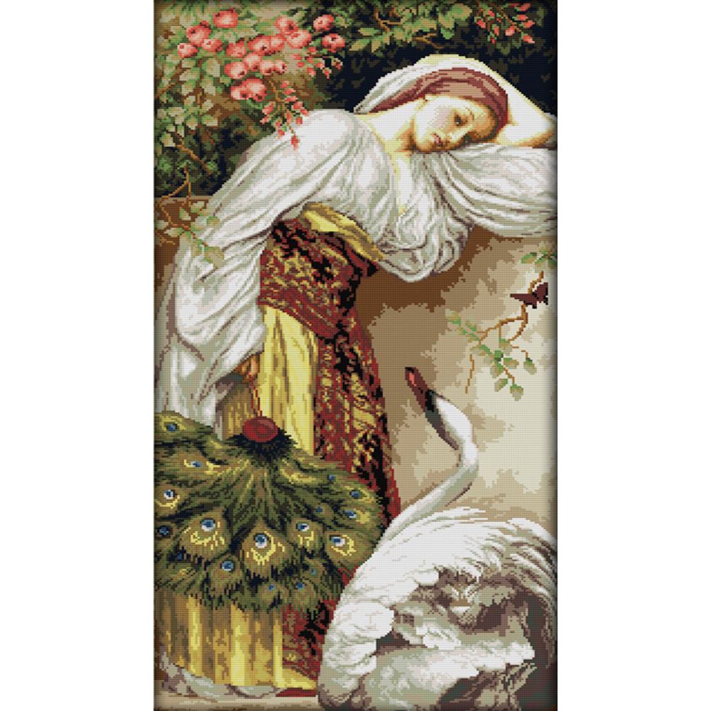 

Girl With Goose - 14CT Stamped Cross Stitch - 41*77cm, 501 Original