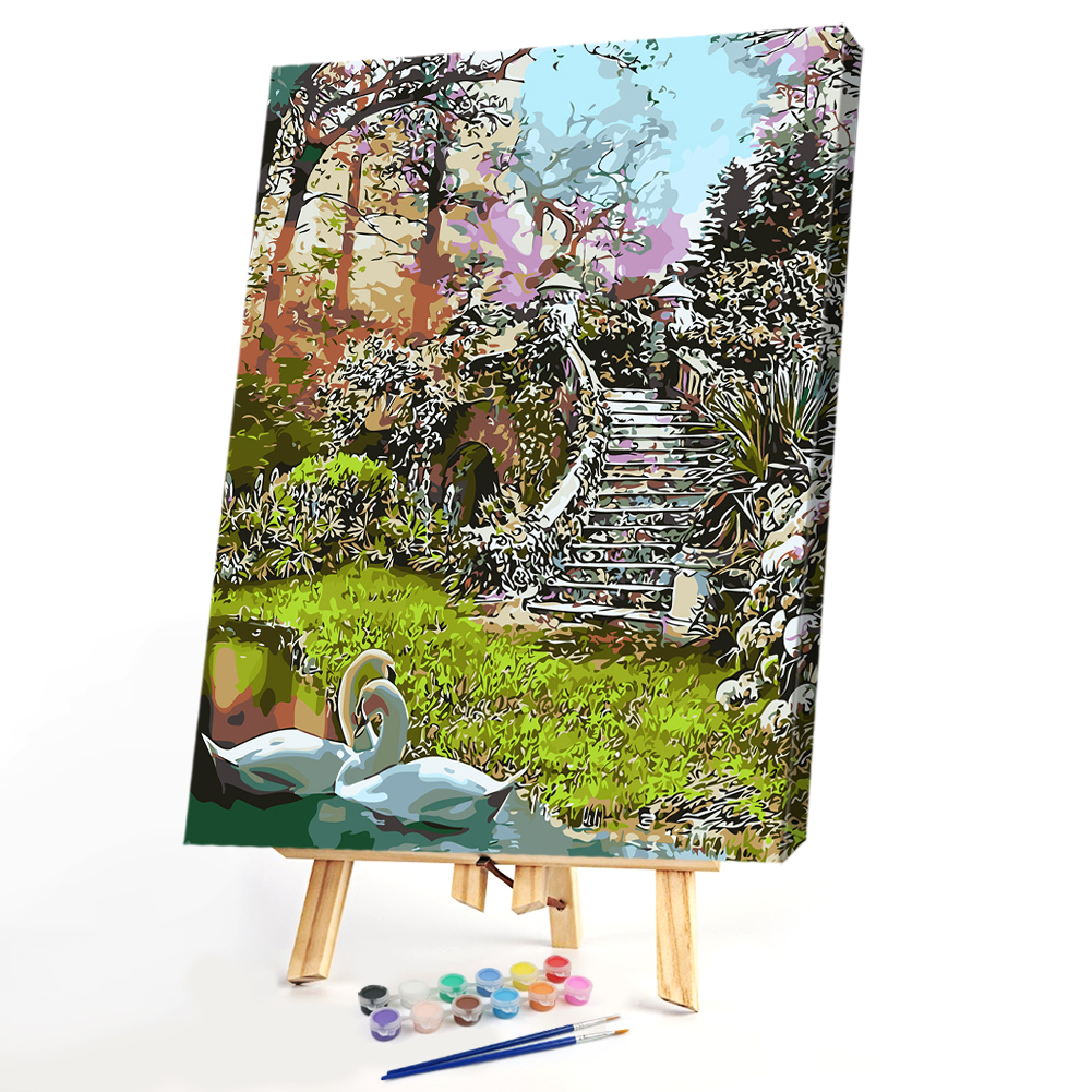 

40*50CM Paint By Numbers-Swans and Staircase, 501 Original