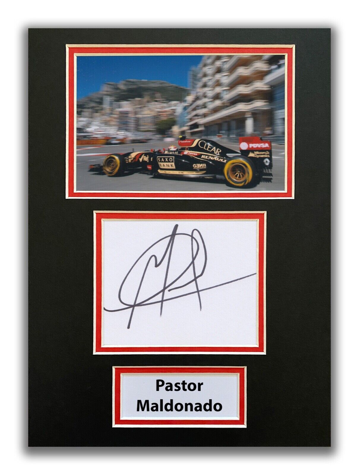 PASTOR MALDONADO HAND SIGNED A4 MOUNTED Photo Poster painting DISPLAY - F1 AUTOGRAPH.