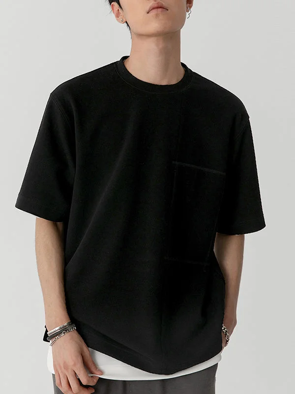 Aonga - Mens Stitching Side Split Drop Shoulder T-ShirtJ