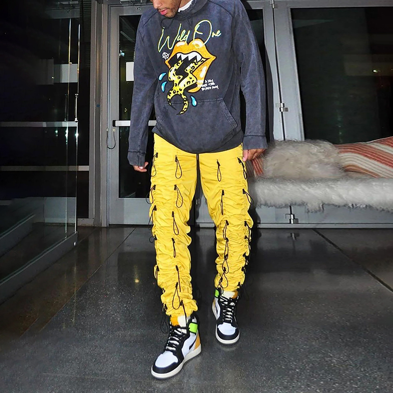 Street Leopard Lip Print Washed Men'S Hoodie