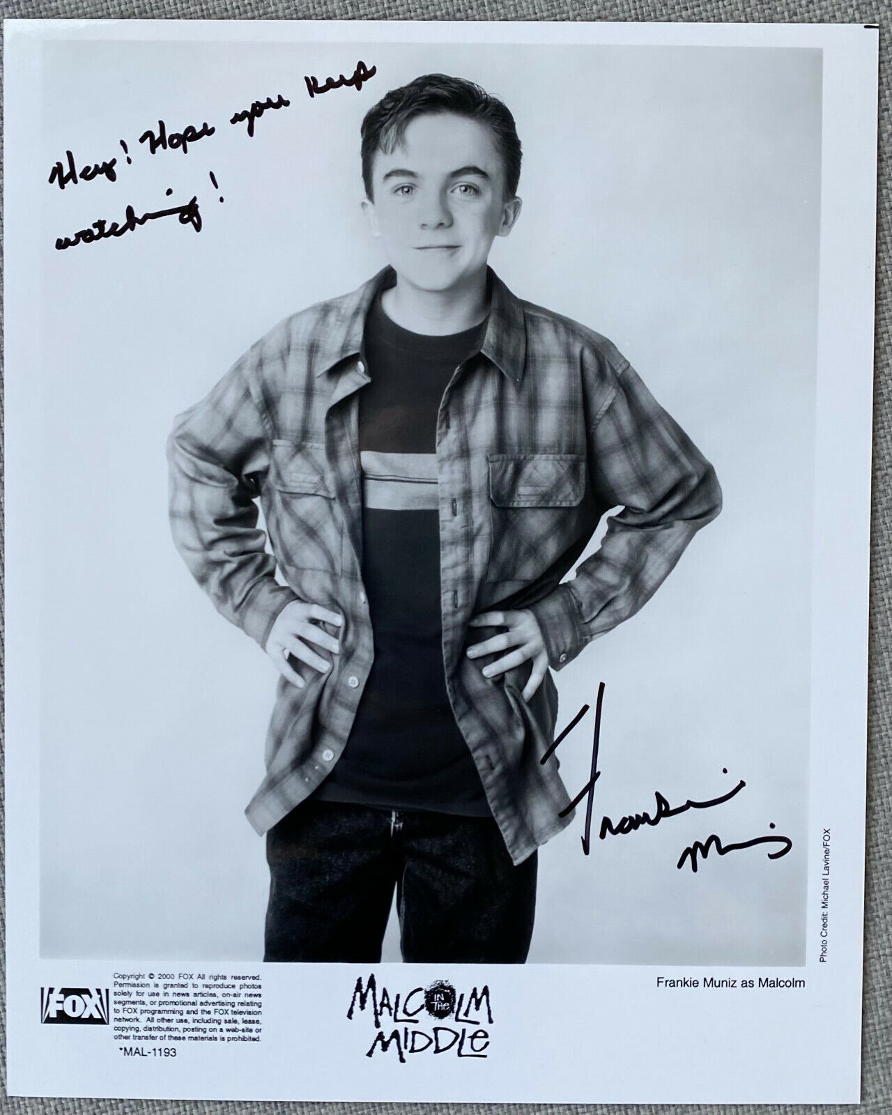 Frankie Muniz Signed In-Person 8x10 B&W Malcolm In The Middle Promo Press Photo Poster painting