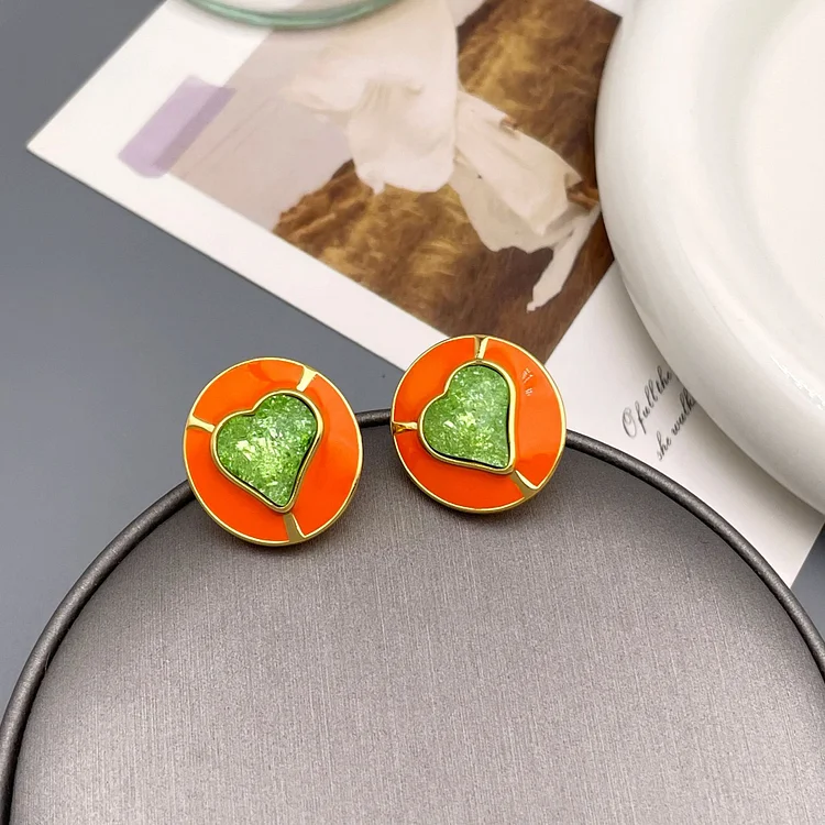 Love crystal glass enamel earrings