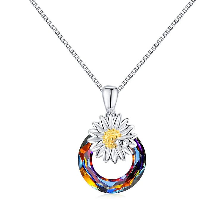 For Friend- S925 A Daisy does not Pretend to be a Rose Colorful Crystal Daisy Necklace