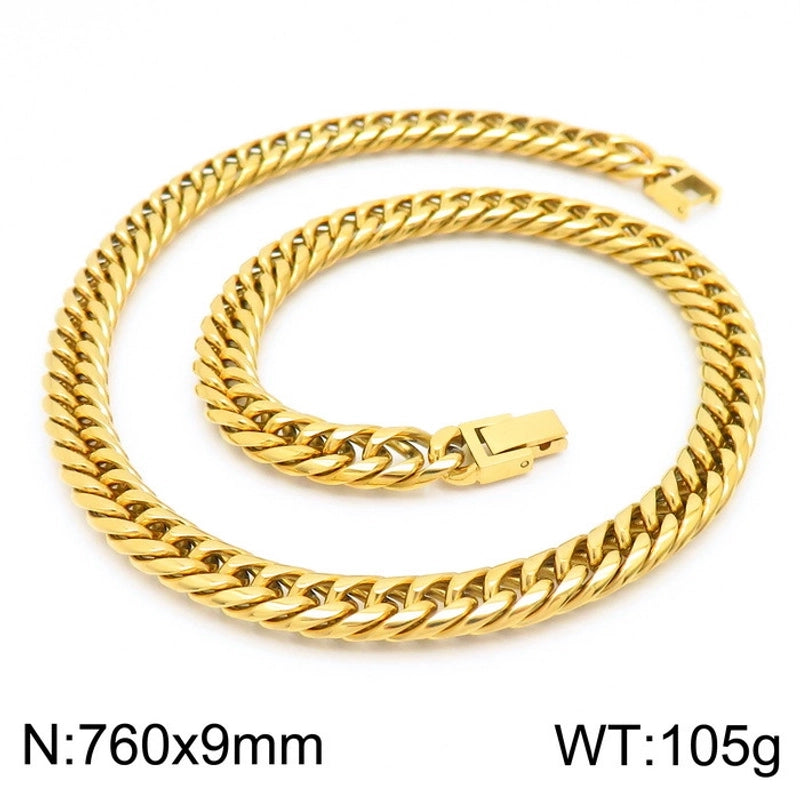 Hip-Hop Retro Solid Color Titanium Steel Plating 18K Gold Plated Men’s Necklace