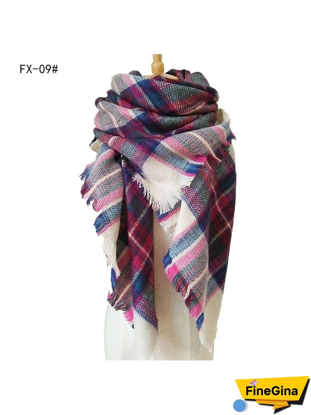 Imitation Cashmere Oversized Double-Sided Colorful Plaid Square Scarf