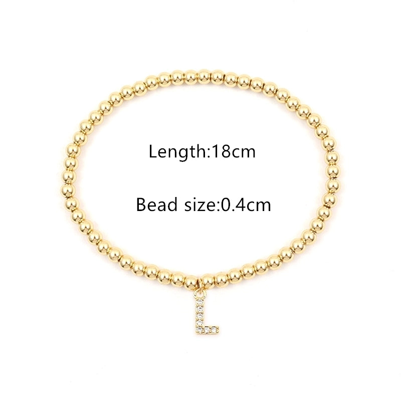 Copper Inlay Letter Zircon Bracelets