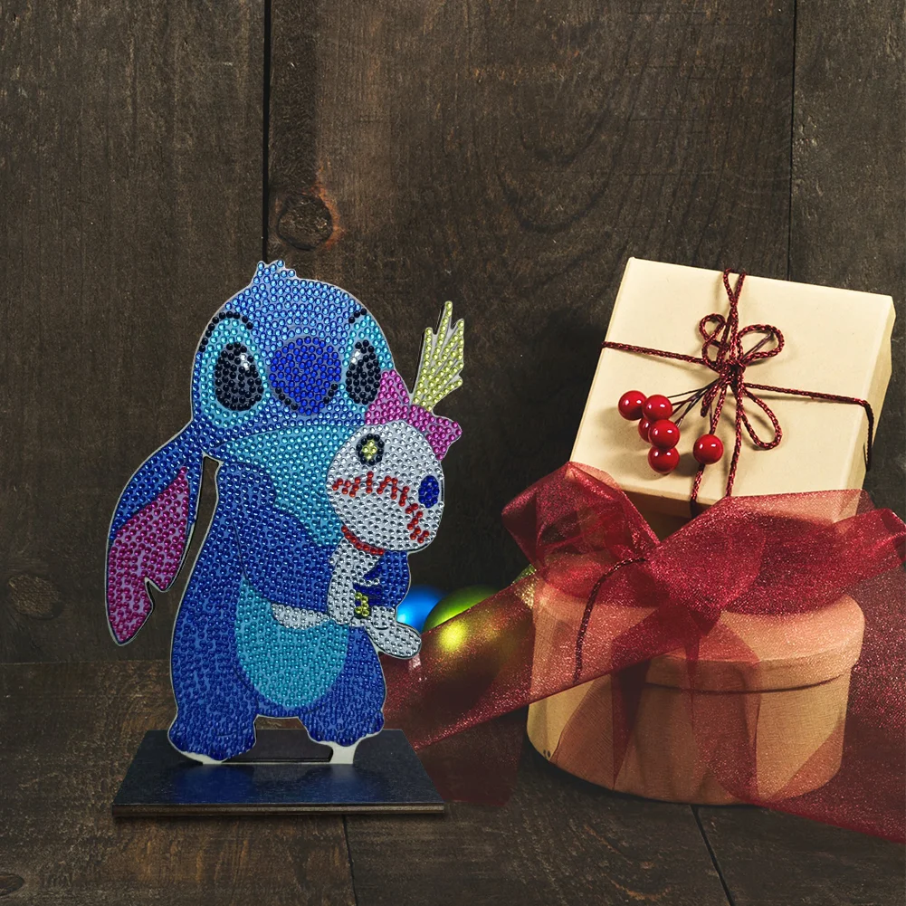 DIY Stitch Table Ornament Art Crafts Wooden Single Sided Home Decoration