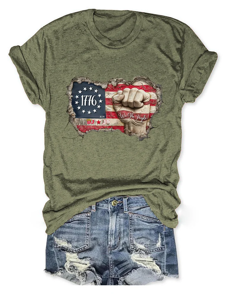 Women's We The People Patriotic Flag T-Shirt