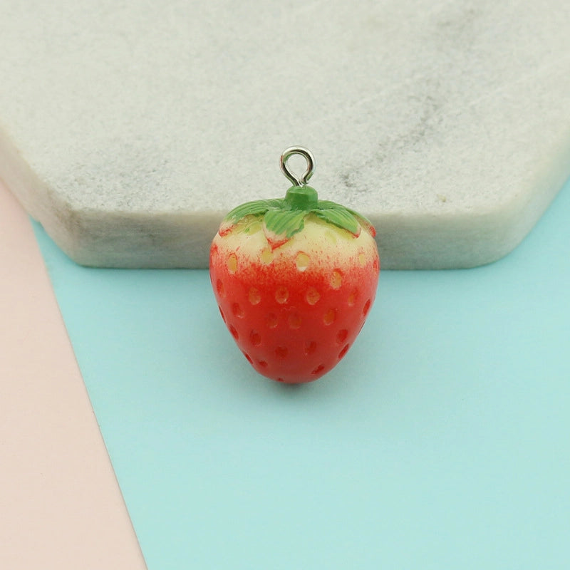 Resin Simulation Fruit Three-dimensional Mini Strawberry Earrings Bag Key Chain Pendant DIY Jewelry Accessories