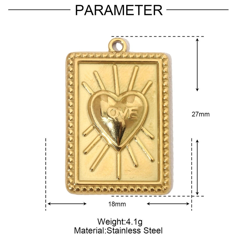 3 PCS/Package 31 * 34mm 35*37mm Titanium Steel Sun Heart Shape Pendant Jewelry Accessories