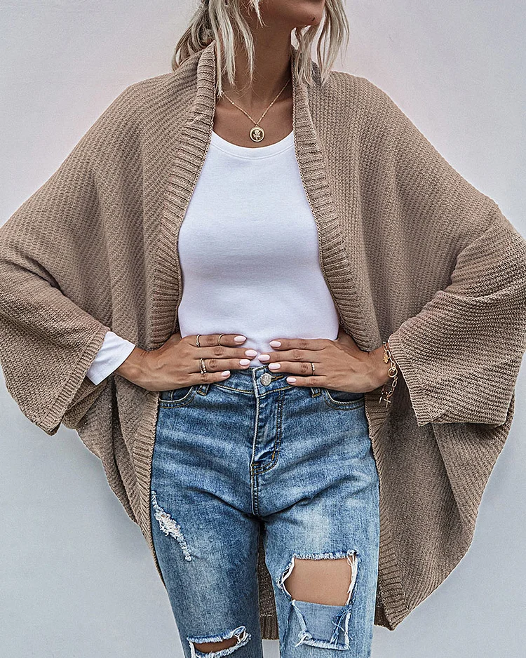 Contrasting shawl -colored knitted cardigan sweater jacket socialshop