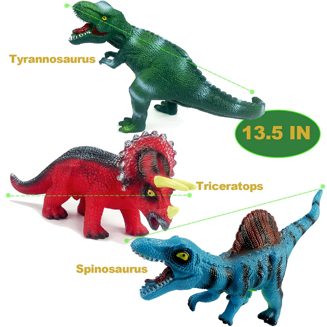 6PCS Jumbo Dinosaur Toys for Kids & Toddlers Jurassic World Dinosaurs 13-16 inches T-Rex Triceratops