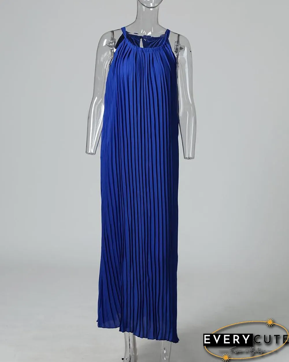 Hot Summer Halter Pleated Casual Maxi Dress P12371