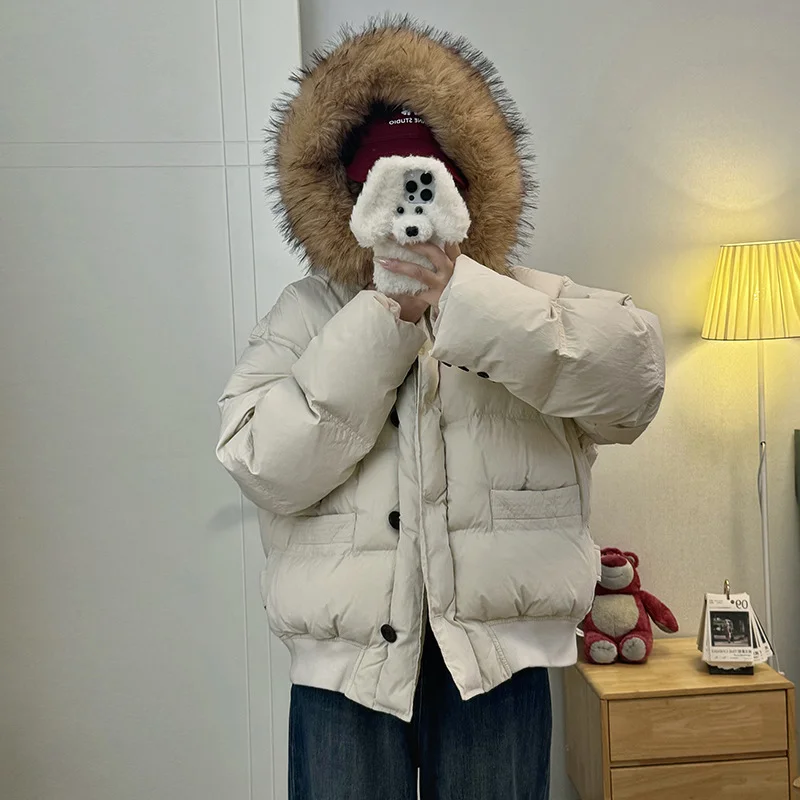 Toloer Super Good-Looking Down Cotton Clothes Female Short Style 2024 New Winter Design Sense Add Thick Korean Loose Cotton-Padded Jacket Coat-Outfit Ideas