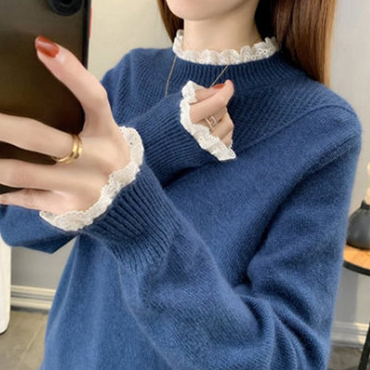 Shift Long Sleeve Paneled Sweater QueenFunky
