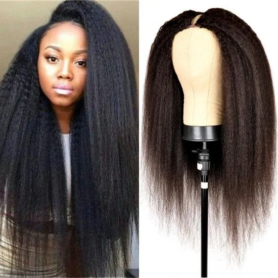  YVONNE Kinky Straight Thinnest U Part Wigs Series Human Hair U Part Wigs For Women Natural Color 