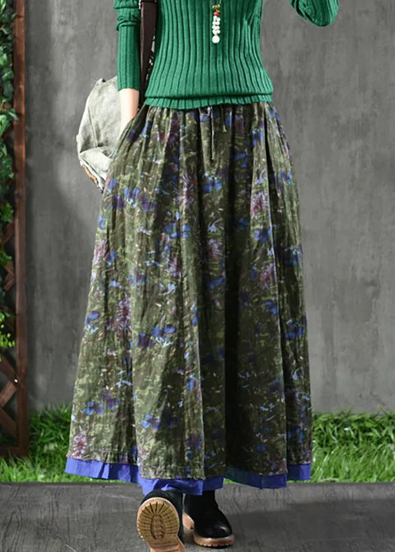 Women  Double Layers Floral Printing Skirt