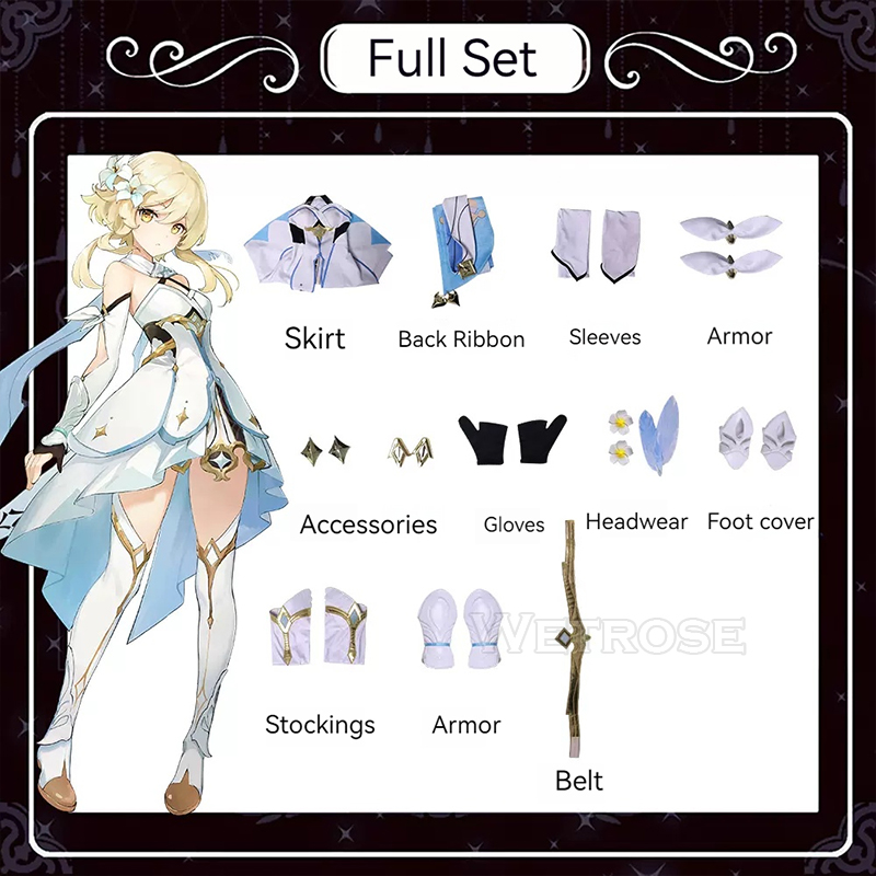 [Wetrose] In Stock SSR Lumine Genshin Impact Cosplay Costume Wig Full Set