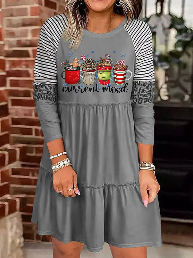 Current Mood Christmas Coffee Long Sleeve Dress