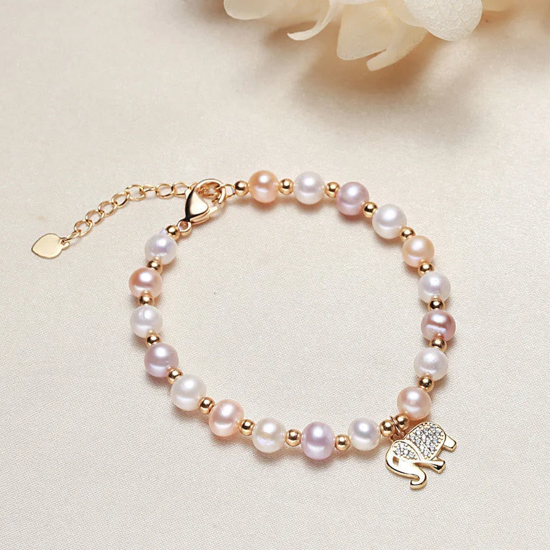 Pearl Elephant Zircon Charm Sincerity Bracelet