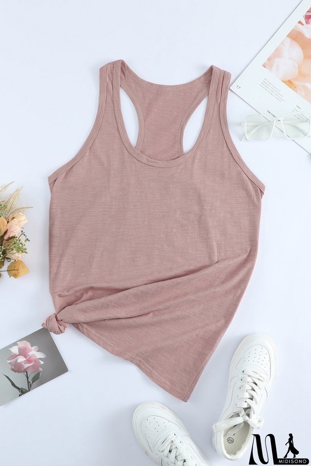MidiSono - Women Pink Racerback Tank Top