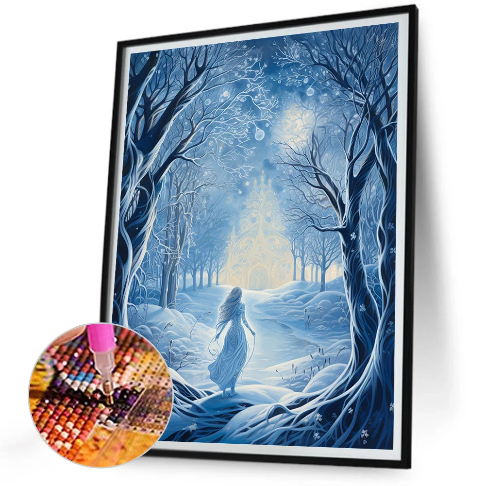 Full Round Diamond Painting 30*40cm - Winter Snow Angel