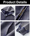 INFLATION Washed Distressed Fleece Zip Up Hoodies