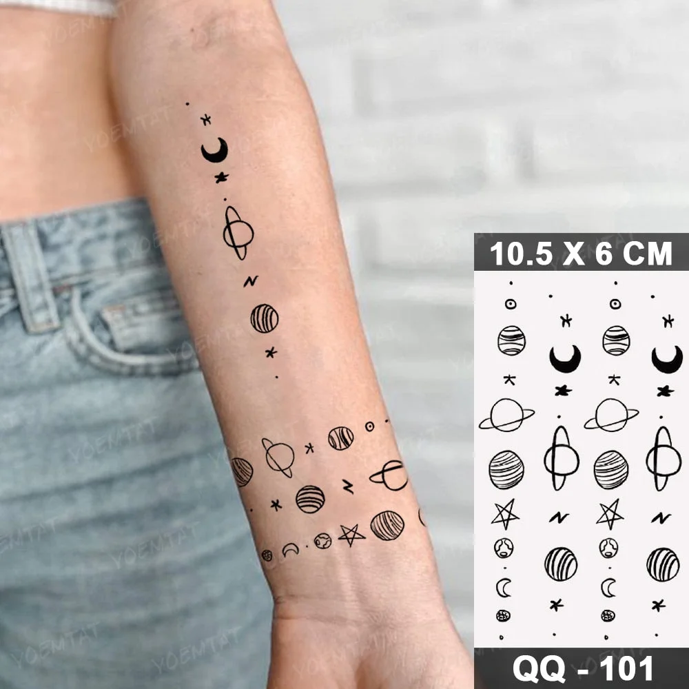 Waterproof Temporary Tattoo Stickers Clock Compass Flower Arrow Henna Flash Tatoo Women Men Indian Hand-painted Small Fake Tatto