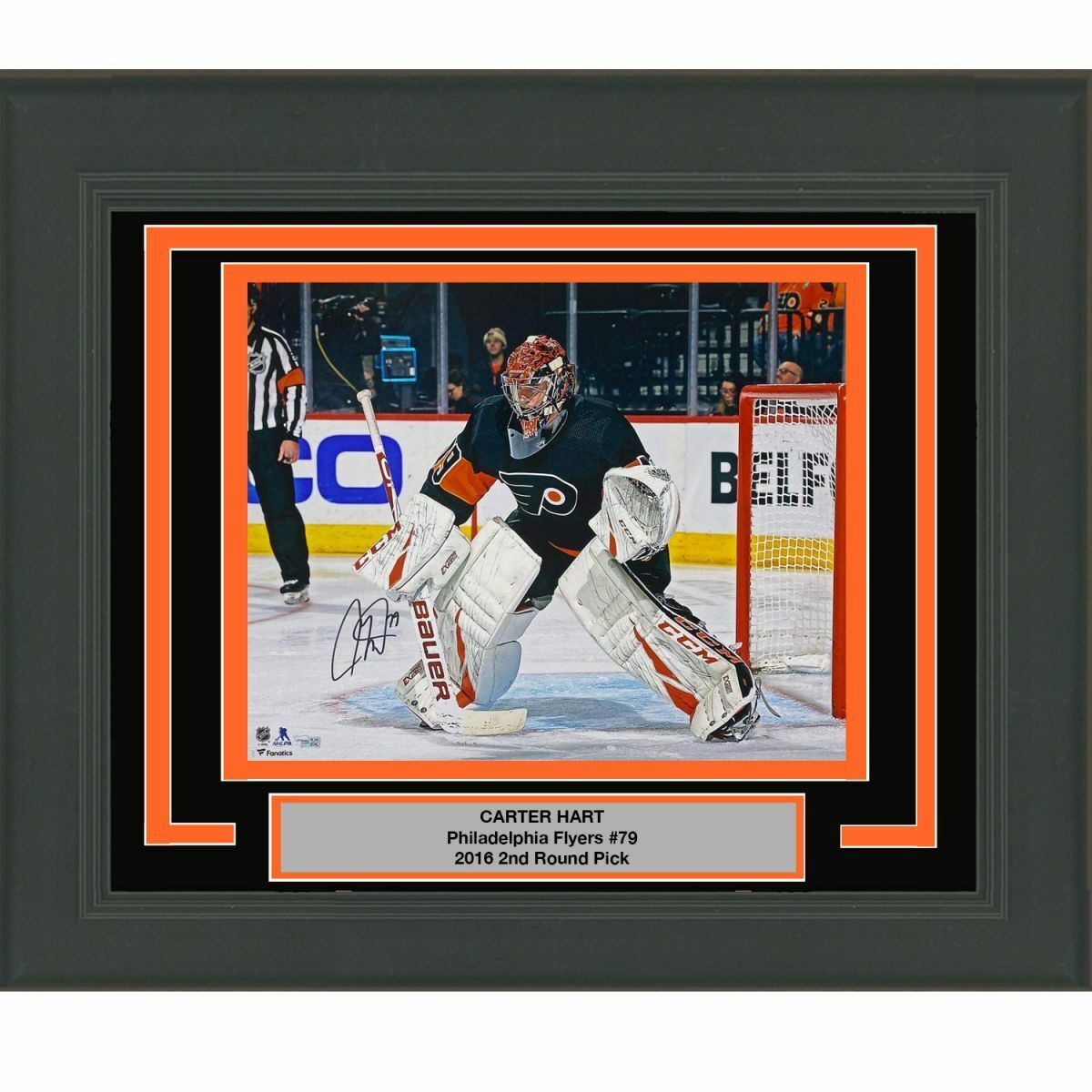 FRAMED Autographed/Signed CARTER HART Flyers 16x20 Hockey Photo Poster painting Fanatics COA