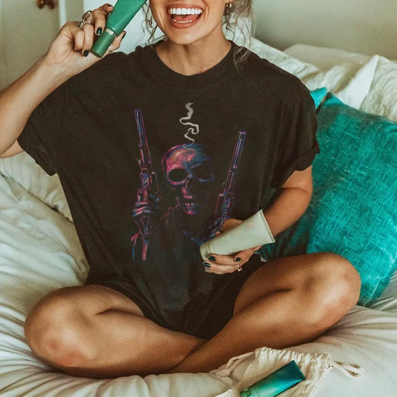   Fashion skull Skeleton guns T-shirt - Neojana