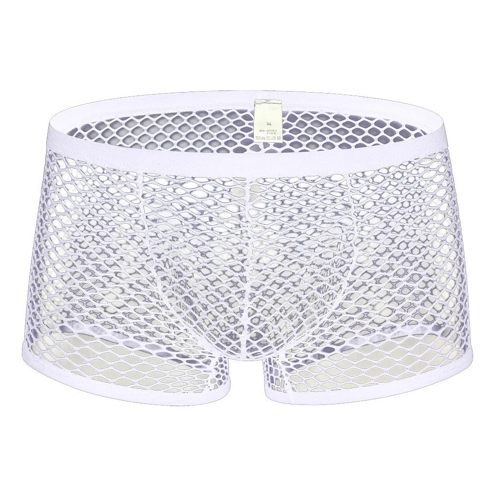 Men's Panties Sexy Mesh Hollow Out Underwear Thongs See Through Sexy Lingerie Erotic Temptation Low-Waist Calzoncillos Hombre