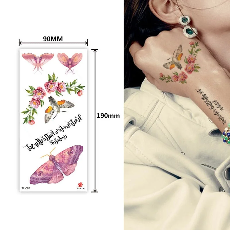 Animal and plant totem flower butterfly bird fox body arm waterproof men and women healthy natural temporary tattoo stickers